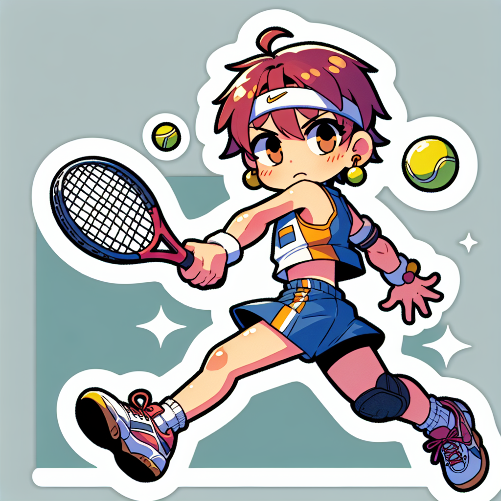 sticker of an anime character playing tennis